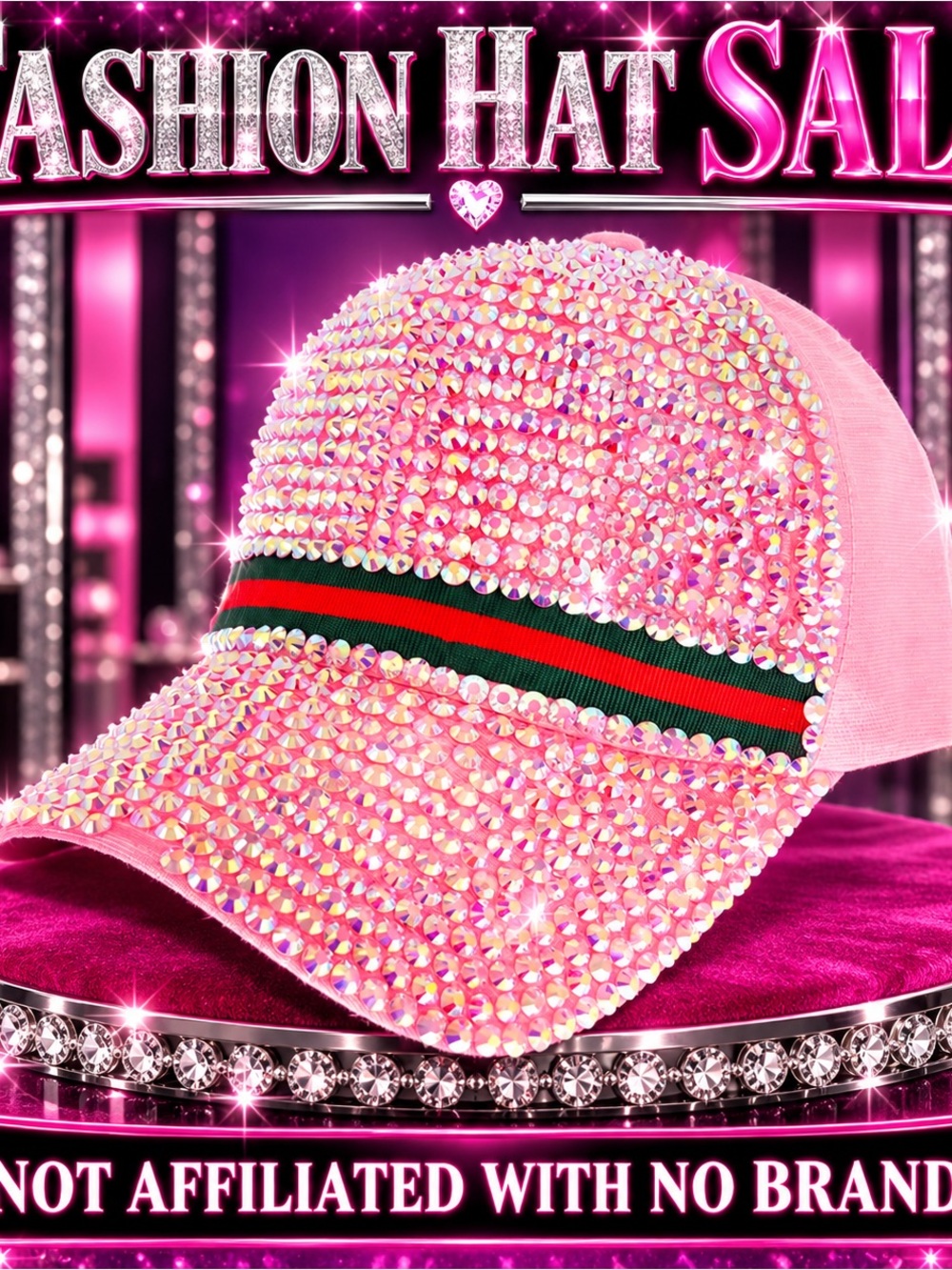 FASHION! Women's Pink Crystal Cap